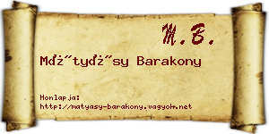 Mátyásy Barakony névjegykártya